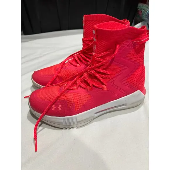 Under Armour High Top Women's Athletic Shoes Size 9.5 Bright Pink Sneakers Lace