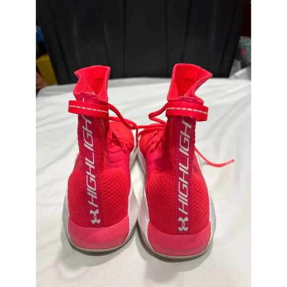 Under Armour High Top Women's Athletic Shoes Size 9.5 Bright Pink Sneakers Lace