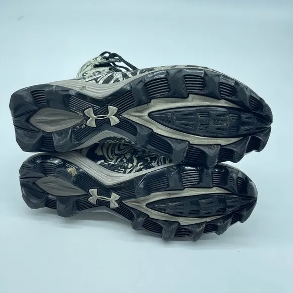Under Armour Highlight Football Cleats Molded Black White Swirl Mens Size 8