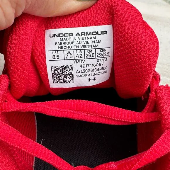 Under Armour HOVR Intake 6 Mens Sneakers Size 10 Red Athletic Shoes New 3026134