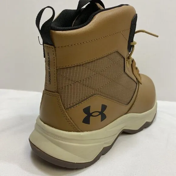 Under Armour Leather High Top Tactical Boots Men's 8 Lite Brown Stellar G2 6&quot;