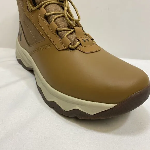Under Armour Leather High Top Tactical Boots Men's 8 Lite Brown Stellar G2 6&quot;