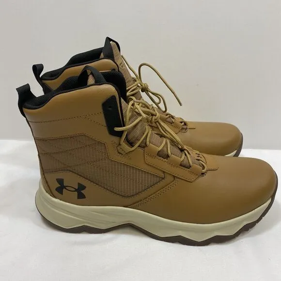 Under Armour Leather High Top Tactical Boots Men's 8 Lite Brown Stellar G2 6&quot;