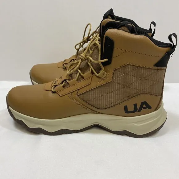 Under Armour Leather High Top Tactical Boots Men's 8 Lite Brown Stellar G2 6&quot;