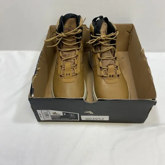 Under Armour Leather High Top Tactical Boots Men's 8 Lite Brown Stellar G2 6&quot;