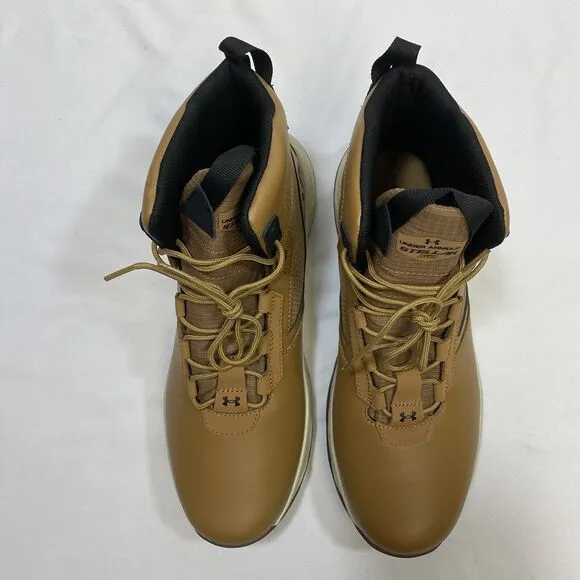 Under Armour Leather High Top Tactical Boots Men's 8 Lite Brown Stellar G2 6&quot;