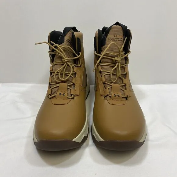 Under Armour Leather High Top Tactical Boots Men's 8 Lite Brown Stellar G2 6&quot;