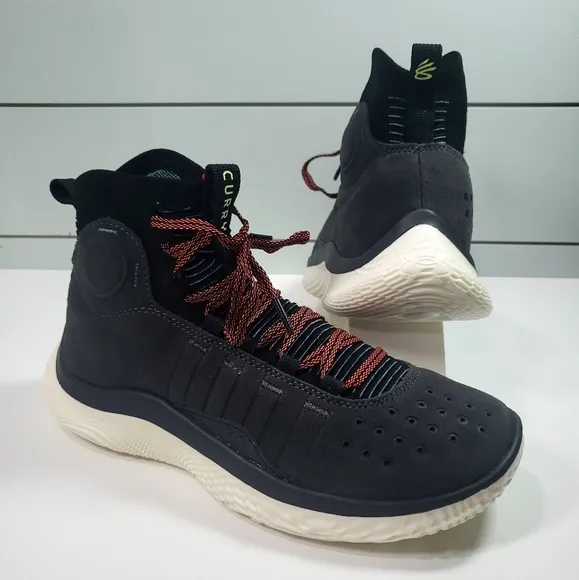Under Armour UA Curry 4 FloTro Glow Jet Grey 3024861-101 Suede Basketball Shoes