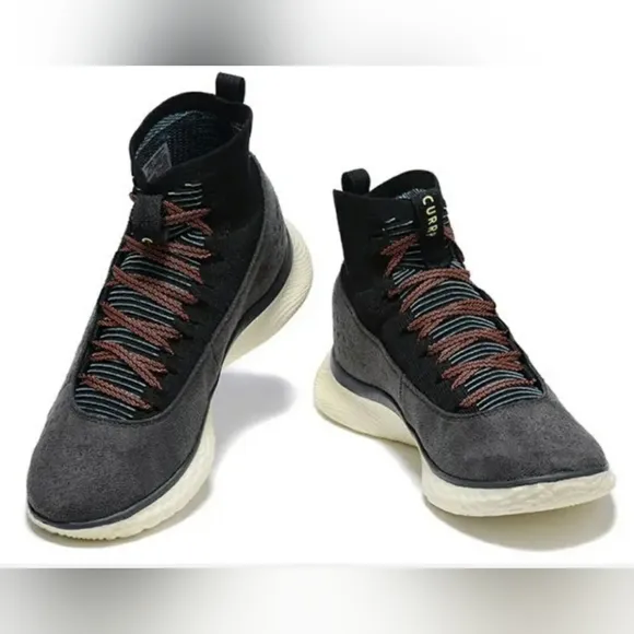 Under Armour UA Curry 4 FloTro Glow Jet Grey 3024861-101 Suede Basketball Shoes