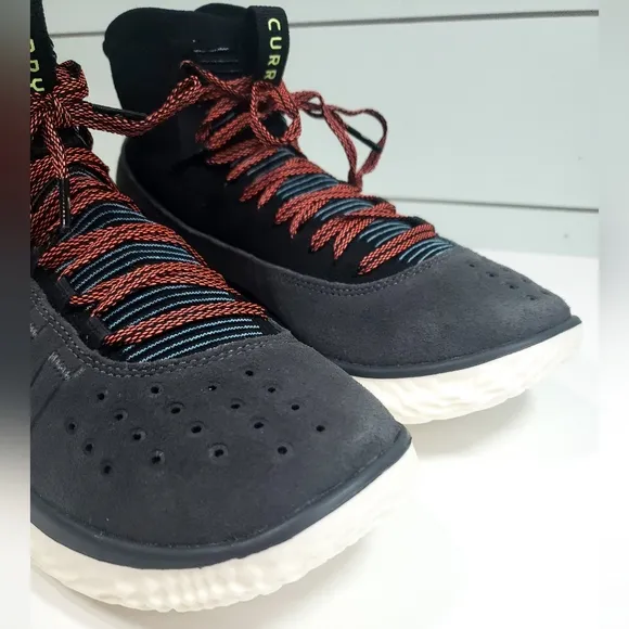 Under Armour UA Curry 4 FloTro Glow Jet Grey 3024861-101 Suede Basketball Shoes