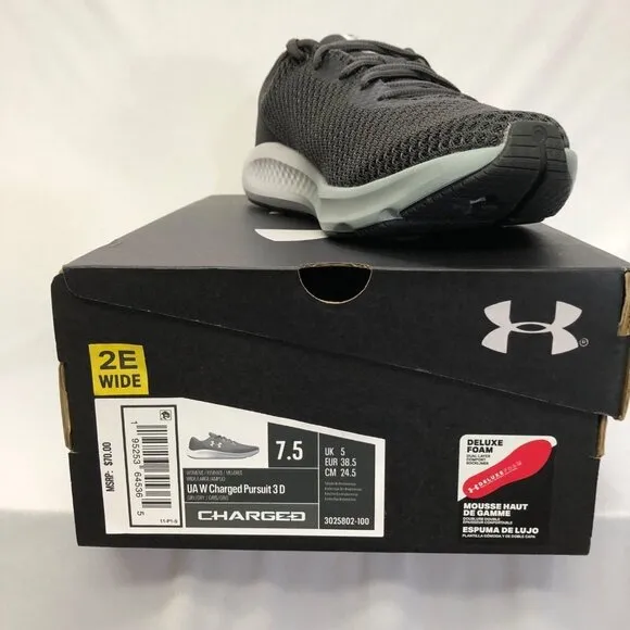 UNDER ARMOUR WOMEN CHARGE PURSUIT 3D WIDE RUNNING SHOES 7.5 W NIB