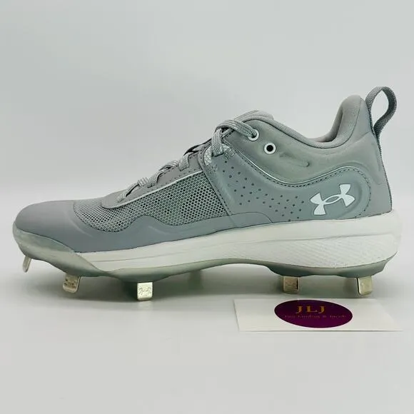 Under Armour Women's UA Glyde MT Softball Cleats Grey/White 3024328-105 Size 6
