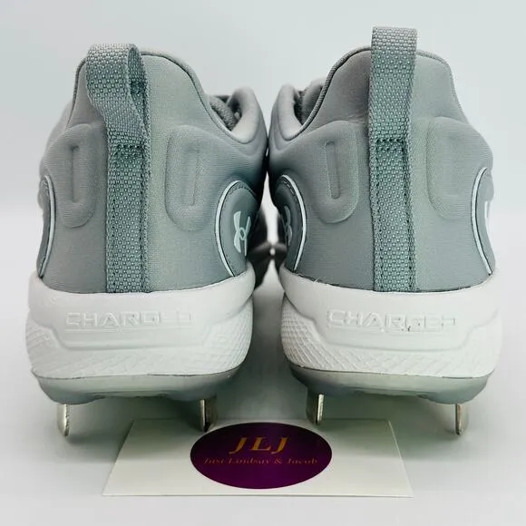 Under Armour Women's UA Glyde MT Softball Cleats Grey/White 3024328-105 Size 6