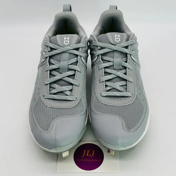 Under Armour Women's UA Glyde MT Softball Cleats Grey/White 3024328-105 Size 6
