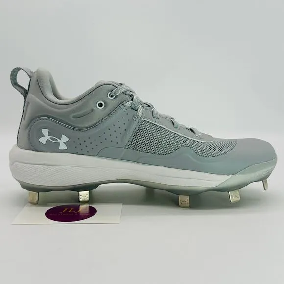 Under Armour Women's UA Glyde MT Softball Cleats Grey/White 3024328-105 Size 6