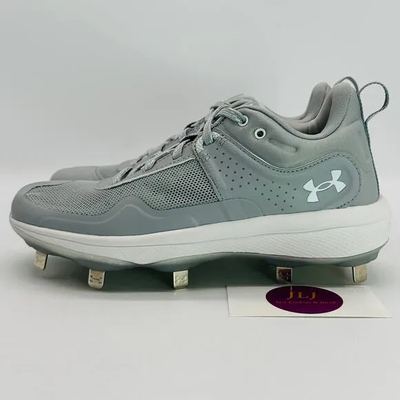Under Armour Women's UA Glyde MT Softball Cleats Grey/White 3024328-105 Size 6