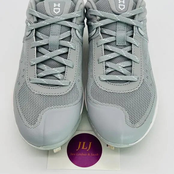 Under Armour Women's UA Glyde MT Softball Cleats Grey/White 3024328-105 Size 6