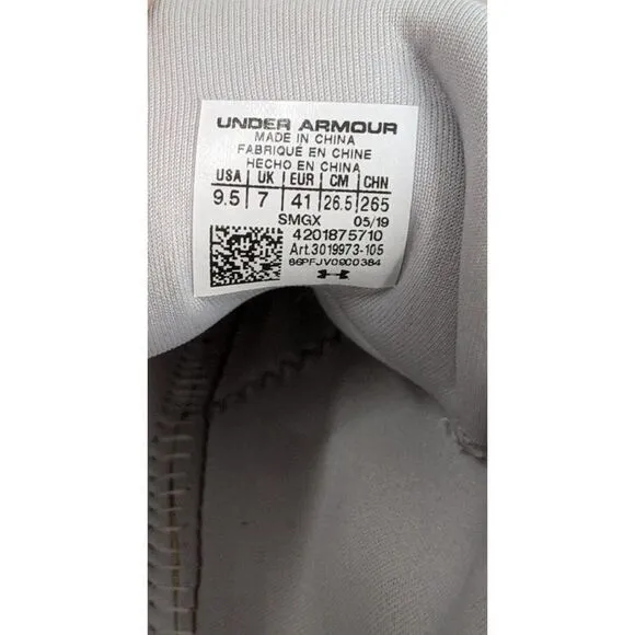 Under Armour Breathe Mens Sz 9.5 Gray Low Top Lace Up Sneaker Shoes 3019973-105
