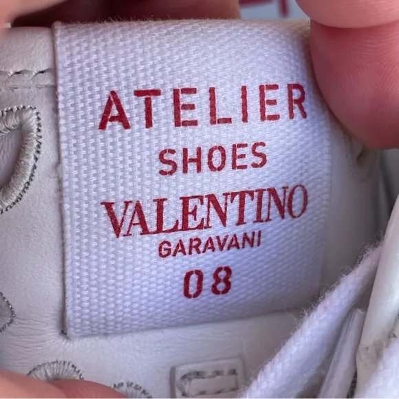 Valentino Atelier San Gallo printed broderie anglaise leather sneakers IT 38.5