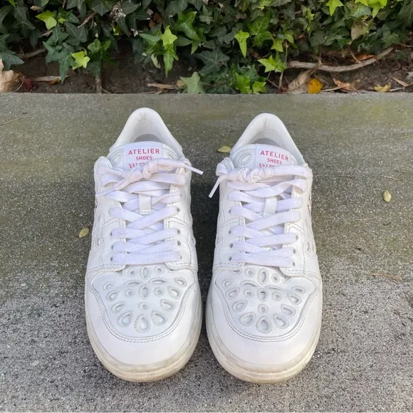 Valentino Atelier San Gallo printed broderie anglaise leather sneakers IT 38.5