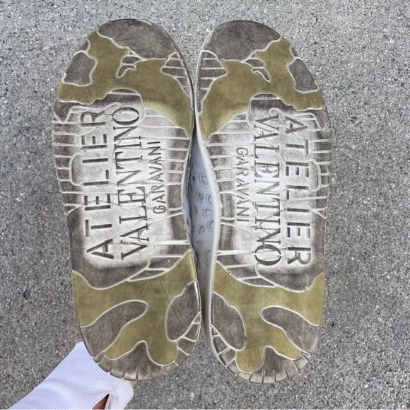Valentino Atelier San Gallo printed broderie anglaise leather sneakers IT 38.5