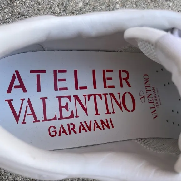 Valentino Atelier San Gallo printed broderie anglaise leather sneakers IT 38.5