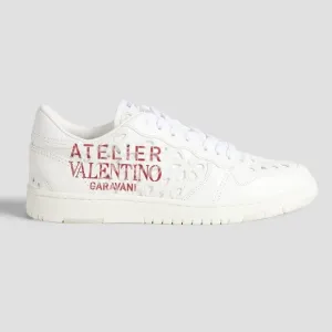 Valentino Atelier San Gallo printed broderie anglaise leather sneakers IT 38.5