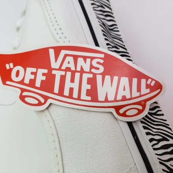Vans Authentic Animal Sidewall Zebrawht Size 5Y Womens Sz 6.5 Low Sneaker Shoes