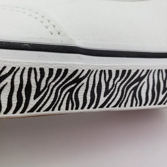 Vans Authentic Animal Sidewall Zebrawht Size 5Y Womens Sz 6.5 Low Sneaker Shoes