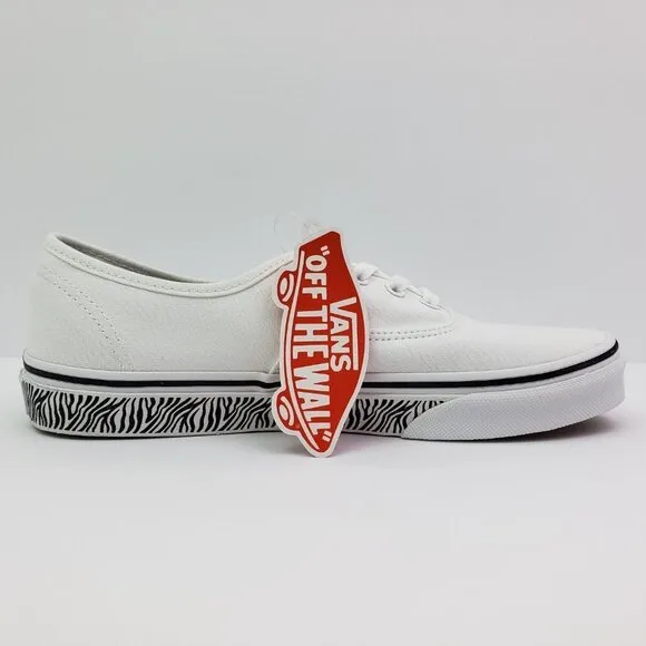 Vans Authentic Animal Sidewall Zebrawht Size 5Y Womens Sz 6.5 Low Sneaker Shoes