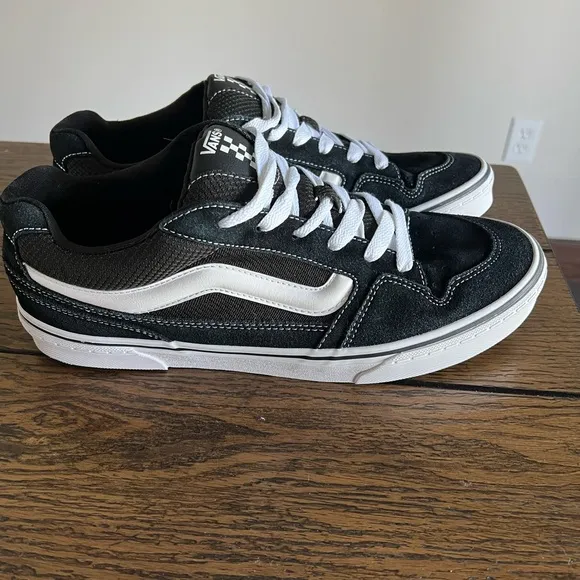 Vans Caldrone Low Top Sneakers Black Canvas Lace-up Skateboarding Shoes Men 11.5