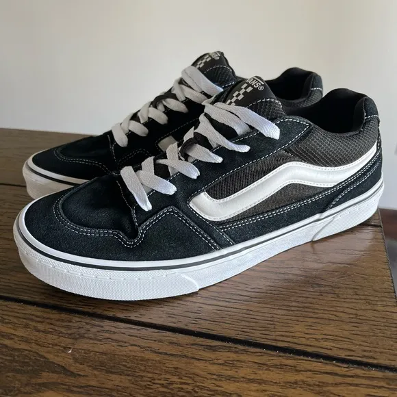 Vans Caldrone Low Top Sneakers Black Canvas Lace-up Skateboarding Shoes Men 11.5