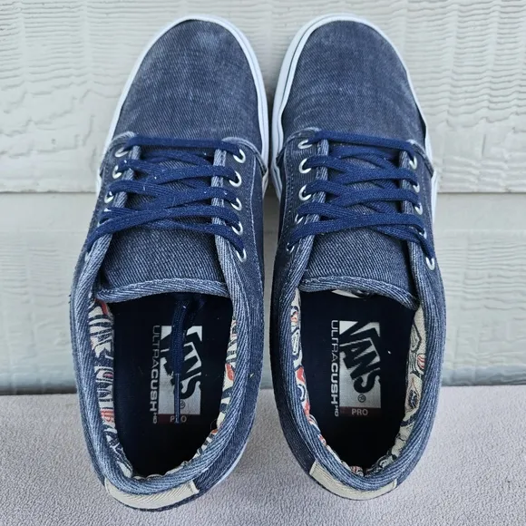 Vans Chukka Low Pro Navy Denim Corduroy Men Low Top Sneaker SZ 10 Off the Wall