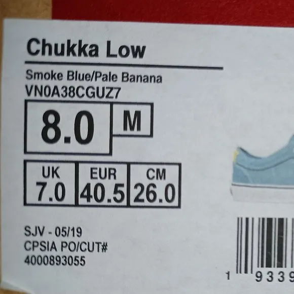 Vans Chukka Low Smoke Blue/Pale Banana Men's 8 VN0A38CGUZ7 NIB