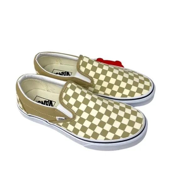 VANS Classic Slip On Shoes Check Taupe Men’s Canvas Size Sneakers VN0A5AO8YUU