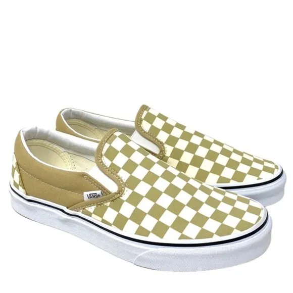 VANS Classic Slip On Shoes Check Taupe Men’s Canvas Size Sneakers VN0A5AO8YUU