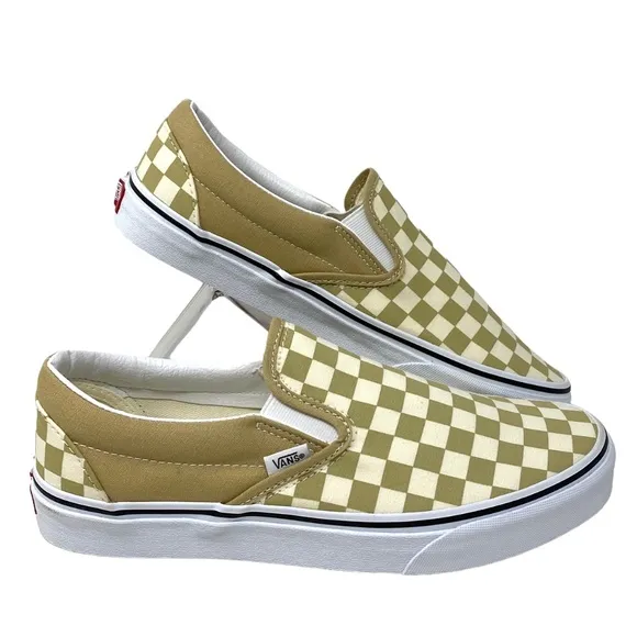 VANS Classic Slip On Shoes Check Taupe Men’s Canvas Size Sneakers VN0A5AO8YUU