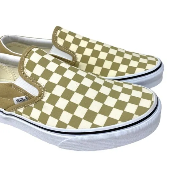 VANS Classic Slip On Shoes Check Taupe Men’s Canvas Size Sneakers VN0A5AO8YUU
