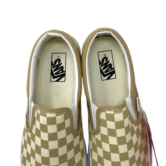 VANS Classic Slip On Shoes Check Taupe Men’s Canvas Size Sneakers VN0A5AO8YUU