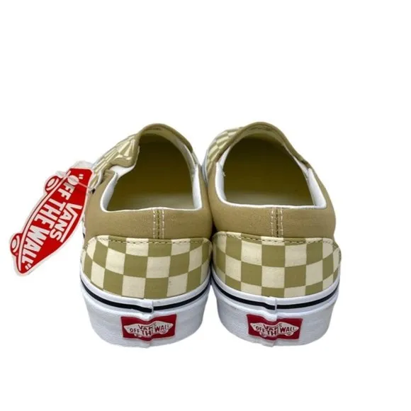 VANS Classic Slip On Shoes Check Taupe Men’s Canvas Size Sneakers VN0A5AO8YUU