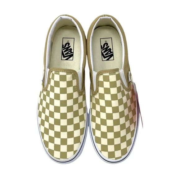 VANS Classic Slip On Shoes Check Taupe Men’s Canvas Size Sneakers VN0A5AO8YUU