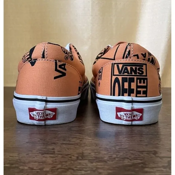 Vans Era Logo Mix Shoes Mens 9.5 Womens 11 Tangerine Orange Black Skate Sneaker