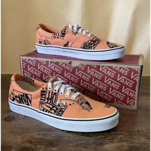 Vans Era Logo Mix Shoes Mens 9.5 Womens 11 Tangerine Orange Black Skate Sneaker