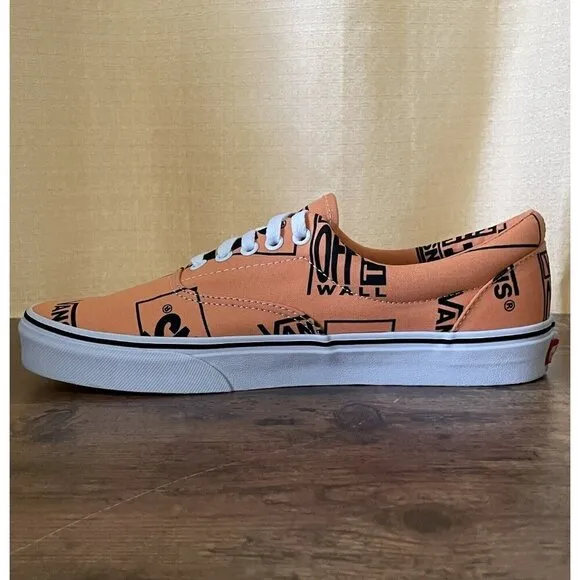 Vans Era Logo Mix Shoes Mens 9.5 Womens 11 Tangerine Orange Black Skate Sneaker