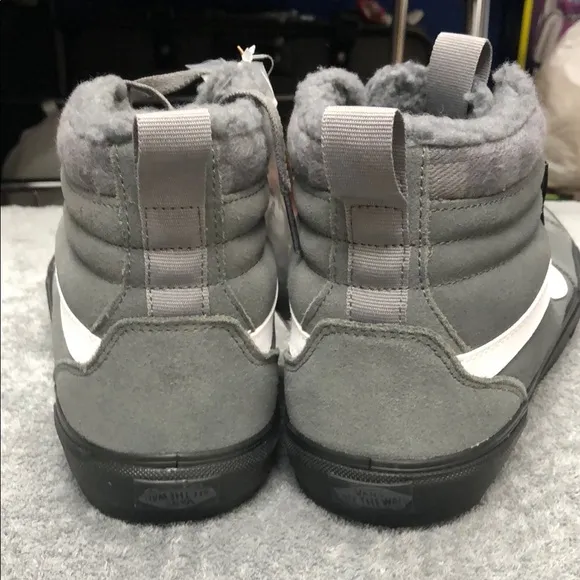 Vans Gray Filmore Hi Top Sneakers with Sherpa Lining