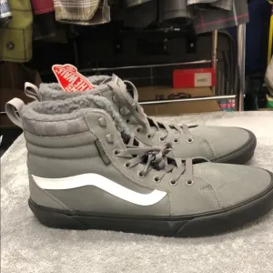Vans Gray Filmore Hi Top Sneakers with Sherpa Lining