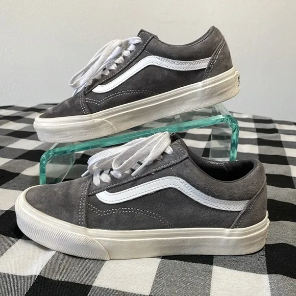 Vans Gray Suede Leather Low Top Old Skool Skate Sneaker Shoes Men's 7 Eco Dry