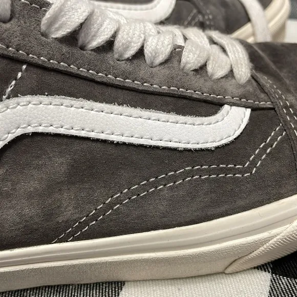 Vans Gray Suede Leather Low Top Old Skool Skate Sneaker Shoes Men's 7 Eco Dry