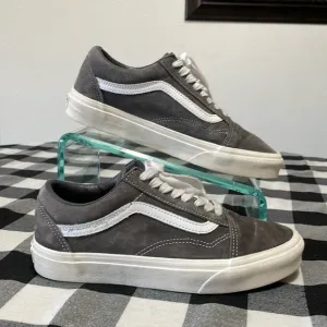 Vans Gray Suede Leather Low Top Old Skool Skate Sneaker Shoes Men's 7 Eco Dry