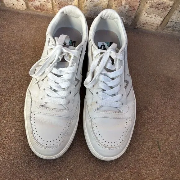 Vans Lowland Comfy Cush Leather Sneakers Shoes Size Mens 8.5 Womens 10 Off White